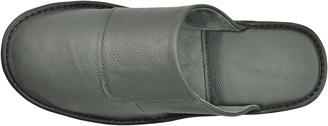 Hwayslon Leather Slippers Men's Women's Leather Room Slippers Natural Cowhide Luxury Solid Color Unisex
