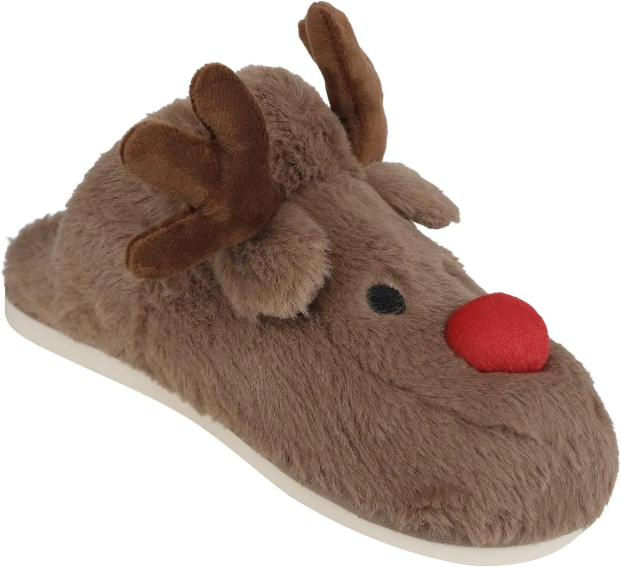 Ibluelover Winter Reindeer Slippers for Couple Faux Rabbit Fur Slippers Christmas House Indoor Slippers Anti-Slip Xmas Warm Shoes
