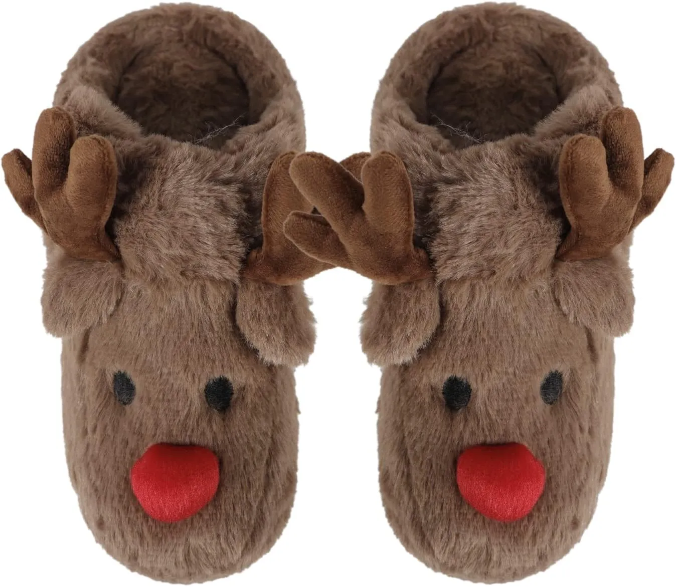 Ibluelover Winter Reindeer Slippers for Couple Faux Rabbit Fur Slippers Christmas House Indoor Slippers Anti-Slip Xmas Warm Shoes