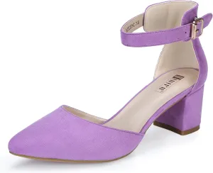 IDIFU Women's IN2 Pedazo Dress Shoes Low Block Heels Comfortable Chunky Closed Toe Ankle Strap Wedding Pumps