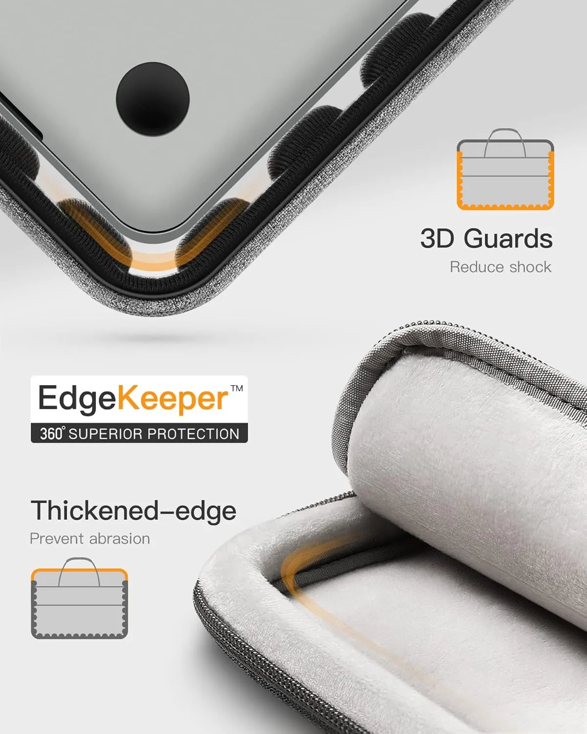 Inateck 360° Protective Water-resistant Laptop Bag Sleeve with Accessory Pocket, Compatible with 14-inch MacBook Pro/Max M4 M3 M2 M1 2021-2024, Gray