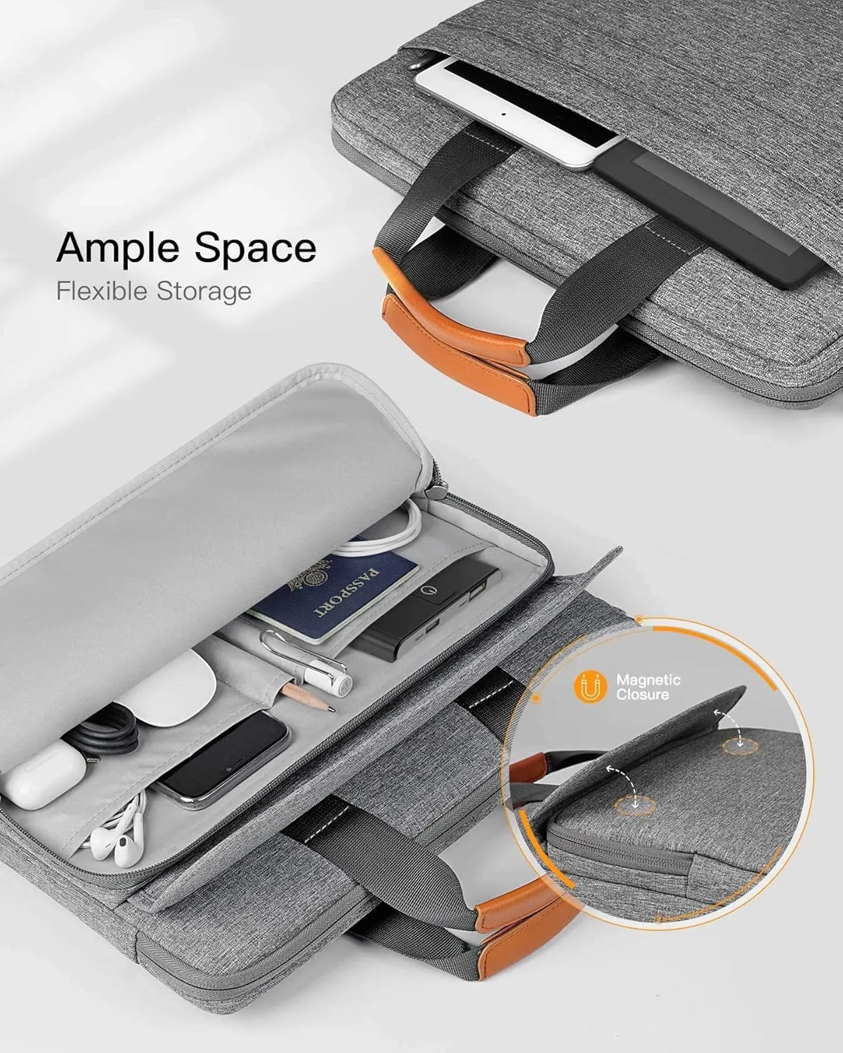 Inateck 360° Protective Water-resistant Laptop Bag Sleeve with Accessory Pocket, Compatible with 14-inch MacBook Pro/Max M4 M3 M2 M1 2021-2024, Gray