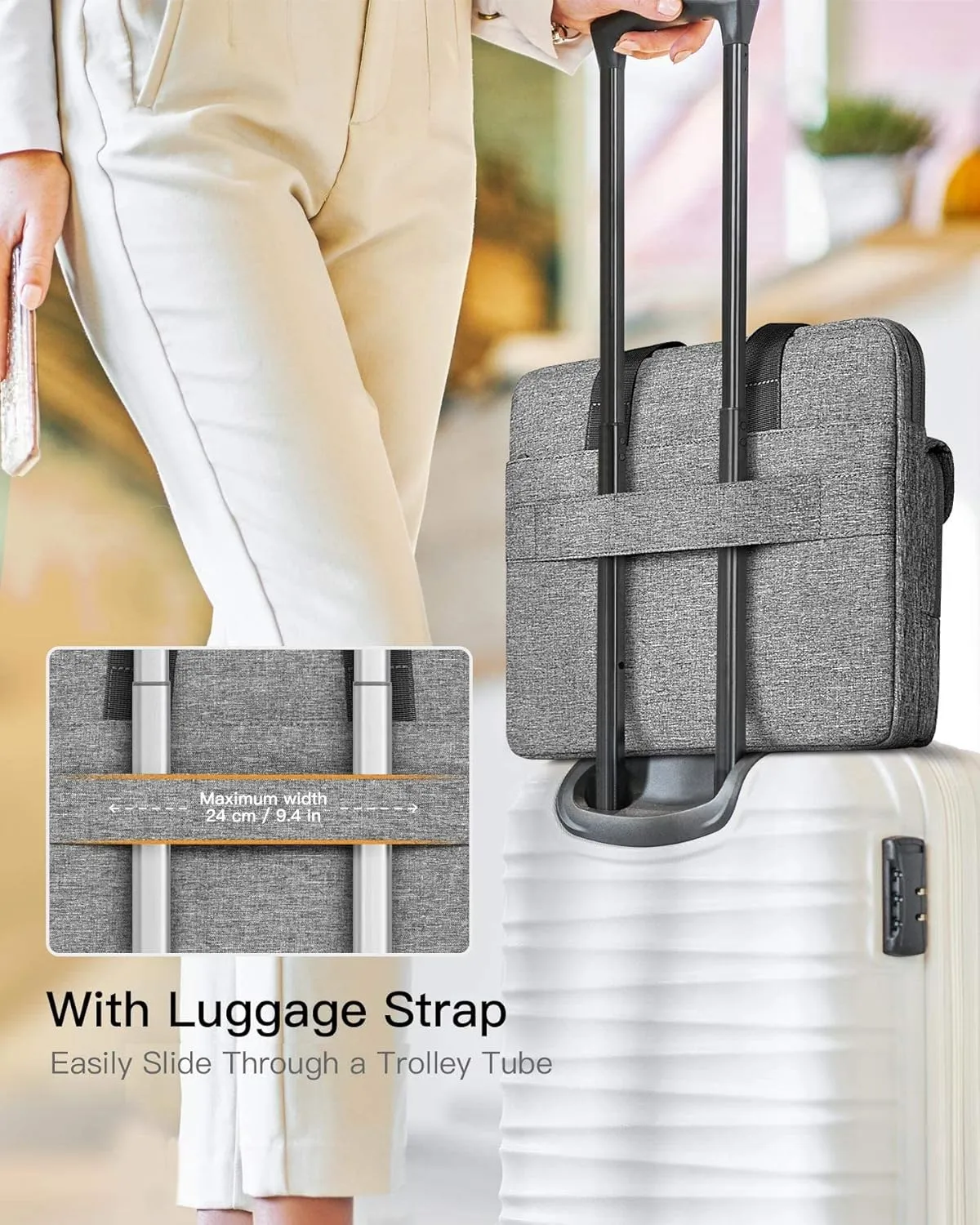 Inateck 360° Protective Water-resistant Laptop Bag Sleeve with Accessory Pocket, Compatible with 14-inch MacBook Pro/Max M4 M3 M2 M1 2021-2024, Gray