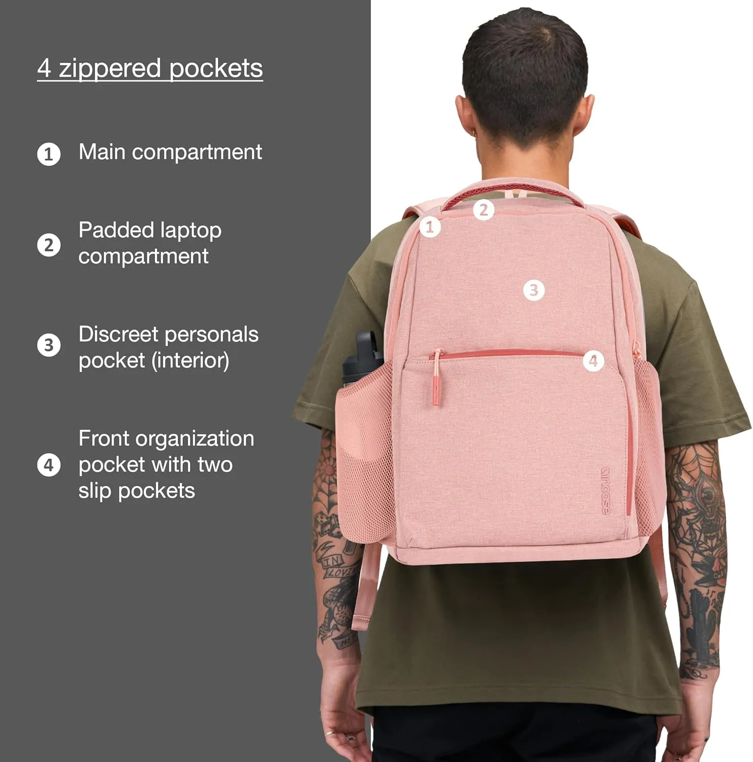 Incase Facet 20L Durable Travel Backpack   Laptop Bag with Computer Sleeve with Quick Release Strap - Carry On Backpack (Aged Pink, 20L)
