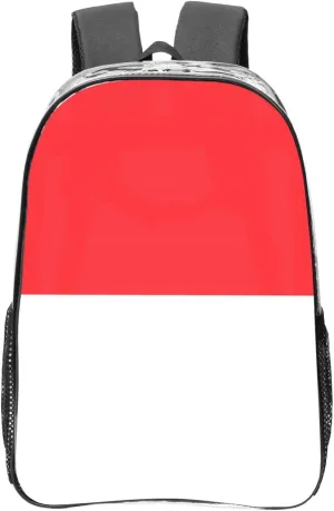 Indonesian Flag Transparent Backpack-16-Inch Pvc Clear Backpack With Side Pockets,Black