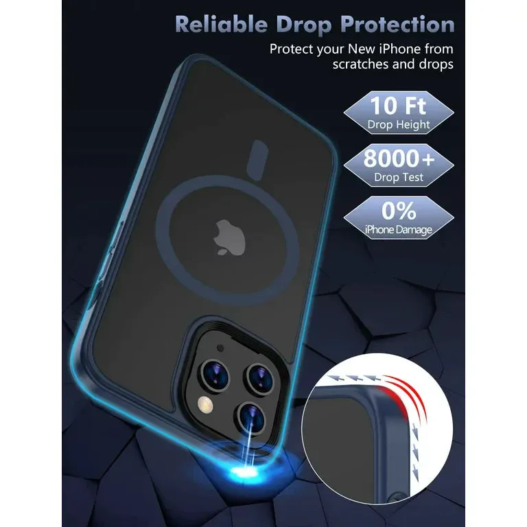 iPhone 14 Pro Ultra Magsafe Drop Proof Sleek Matte Case - Black/Blue