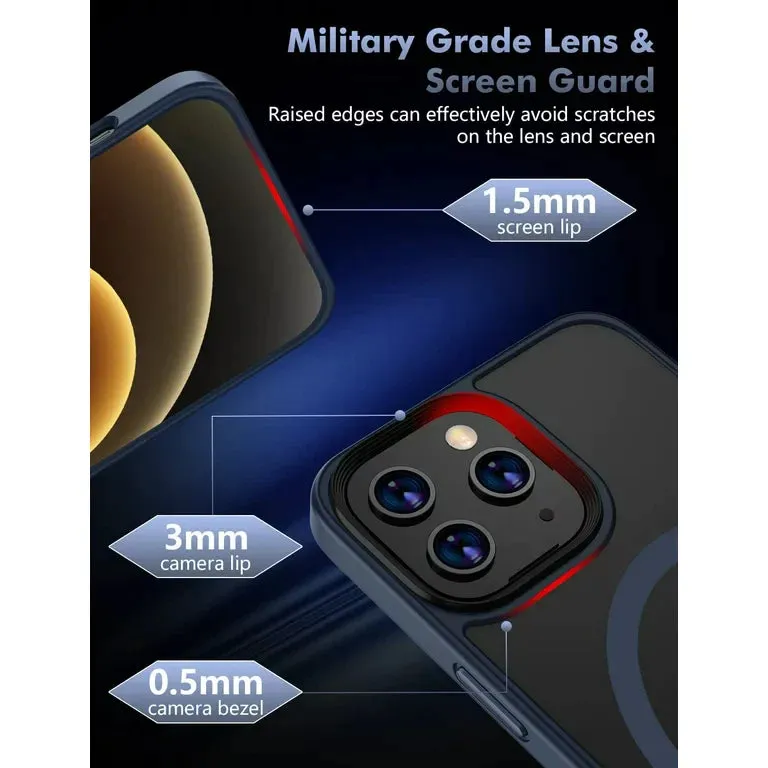 iPhone 14 Pro Ultra Magsafe Drop Proof Sleek Matte Case - Black/Blue