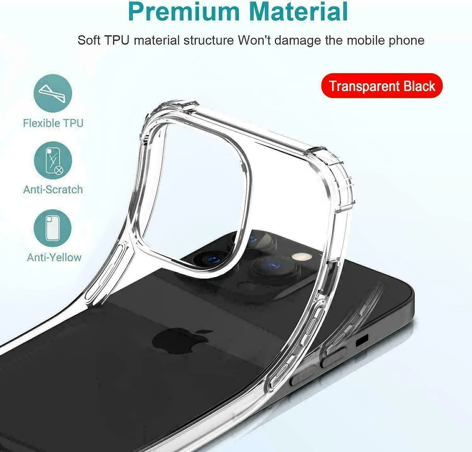 Iphone 14/Pro/Plus/ Max  Case Clear Shockproof Slim Silicone Gel Cover