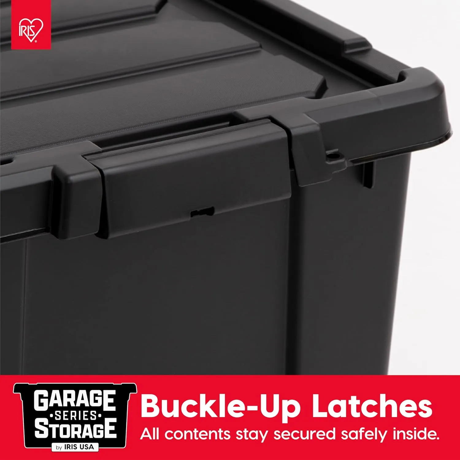 IRIS USA 5 Gallon Lockable Storage Bins with Lids, 6 Pack - Made in USA, Heavy Duty, Stackable Containers, Garage Organizing Bins Moving Tubs, Rugged Sturdy Equipment Utility Box - Black