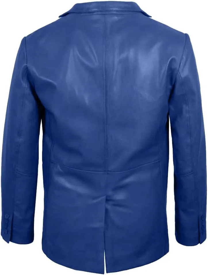 Isaac & David Chicago Lambskin Genuine Casual Wear Leather Blazer Sport Coat with Classic Button Closure for Men
