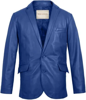 Isaac & David Chicago Lambskin Genuine Casual Wear Leather Blazer Sport Coat with Classic Button Closure for Men