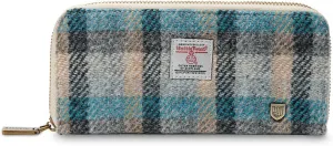 Islander HarrisTweed & PU Leather women’s long zip purse, Islander Tartan, Carry Cash & card, Scottish Style
