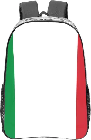 Italian Flag Transparent Backpack-16-Inch Pvc Clear Backpack With Side Pockets,Black