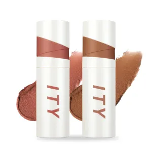ITY Velvet Matte Finish Lip Stain-Mousse Textured Lip Clay, Conceals Lip Lines, Rich Pigment Lip Tint Lipsticks, 2 Pack, 0.14 oz (4g) in Petal, Apricot