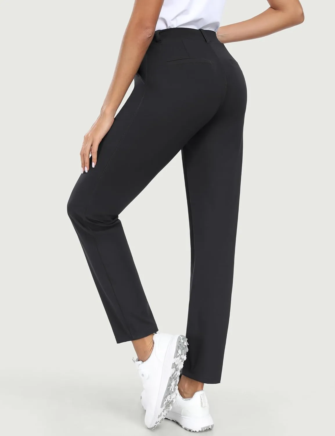 IUGA Stretchy Womens Golf Pants 7/8 Ankle Pull On Athletic Business Casual Travel Dress Pants with Pockets