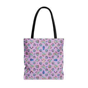 Jack-o’-Lanterns, Bats & Witch Hats Tote Bag - Purple