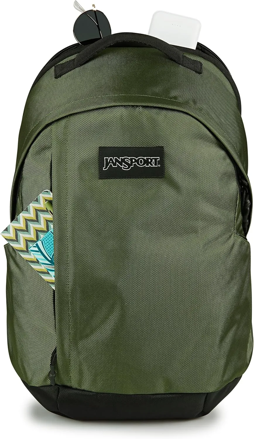 JanSport Station Pack – Large Backpack with Side Access Padded Laptop Sleeve, Dual Water Bottle Pockets, and Organizer Loft Pocket, Cargo Green