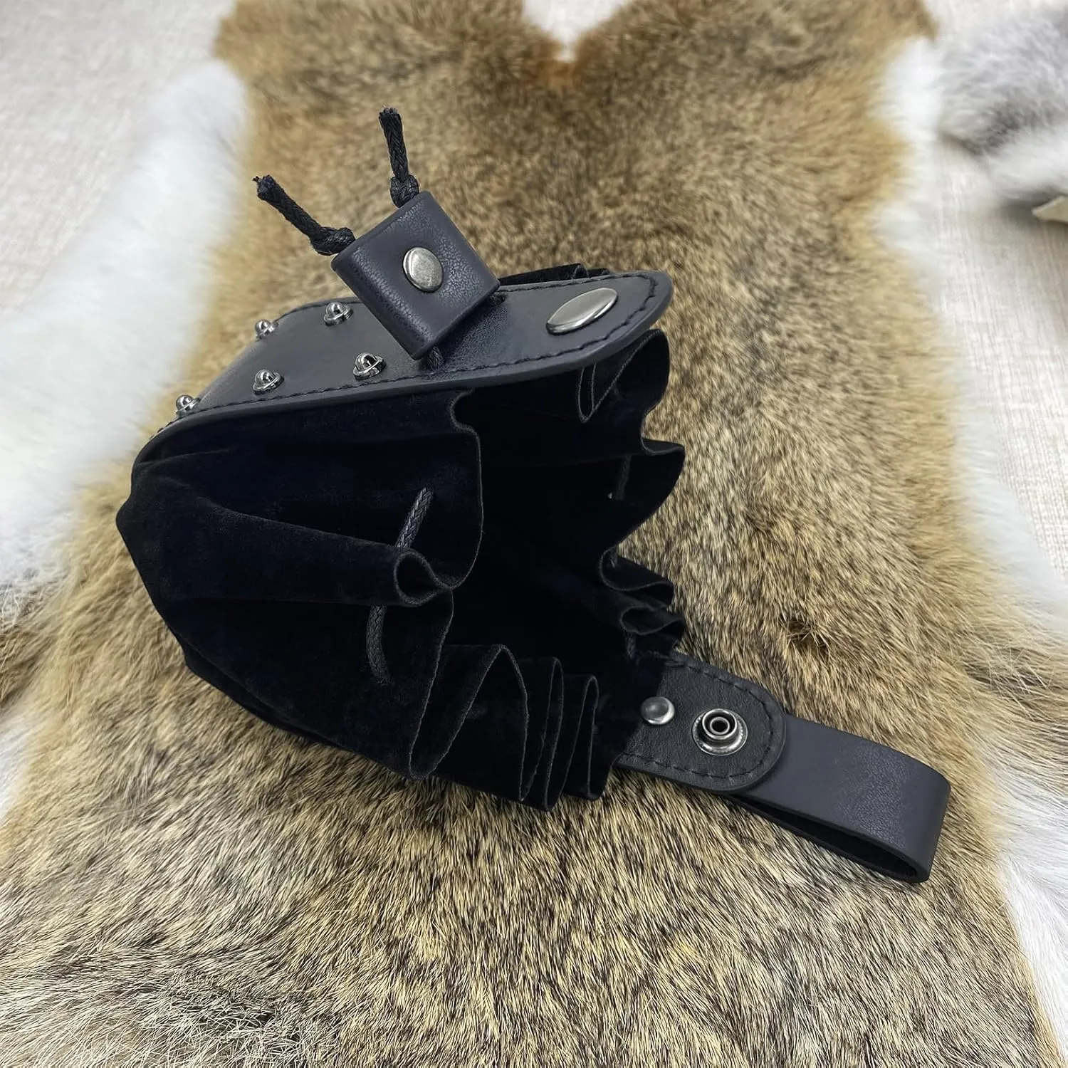 JAOYU Renaissance Costume Medieval Drawstring Belt Bag and Coin Pouch - Faux Leather for Men and Women