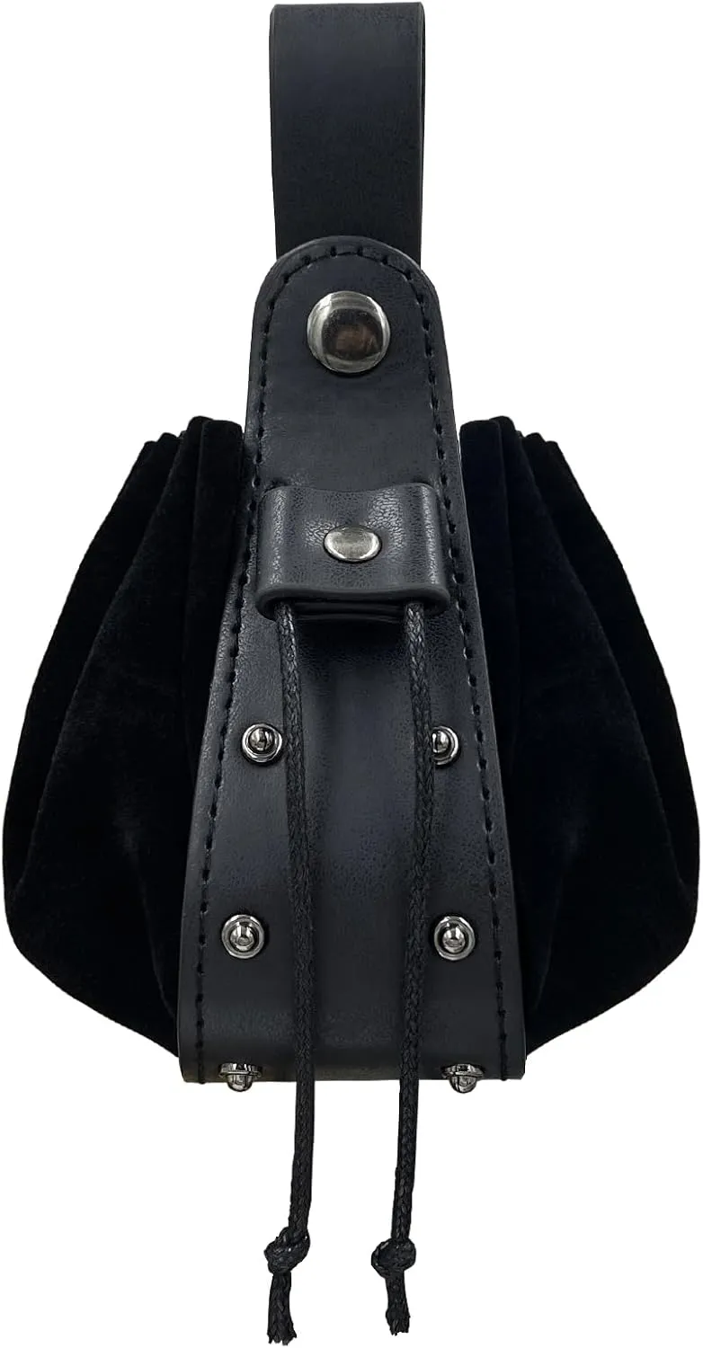 JAOYU Renaissance Costume Medieval Drawstring Belt Bag and Coin Pouch - Faux Leather for Men and Women