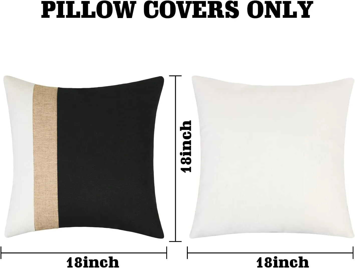 JASEN Black and White Throw Pillow Cover 18x18 Farmhouse Decorative Throw Pillow Covers Boho Modern Accent Pillow Cover for Couch Sofa