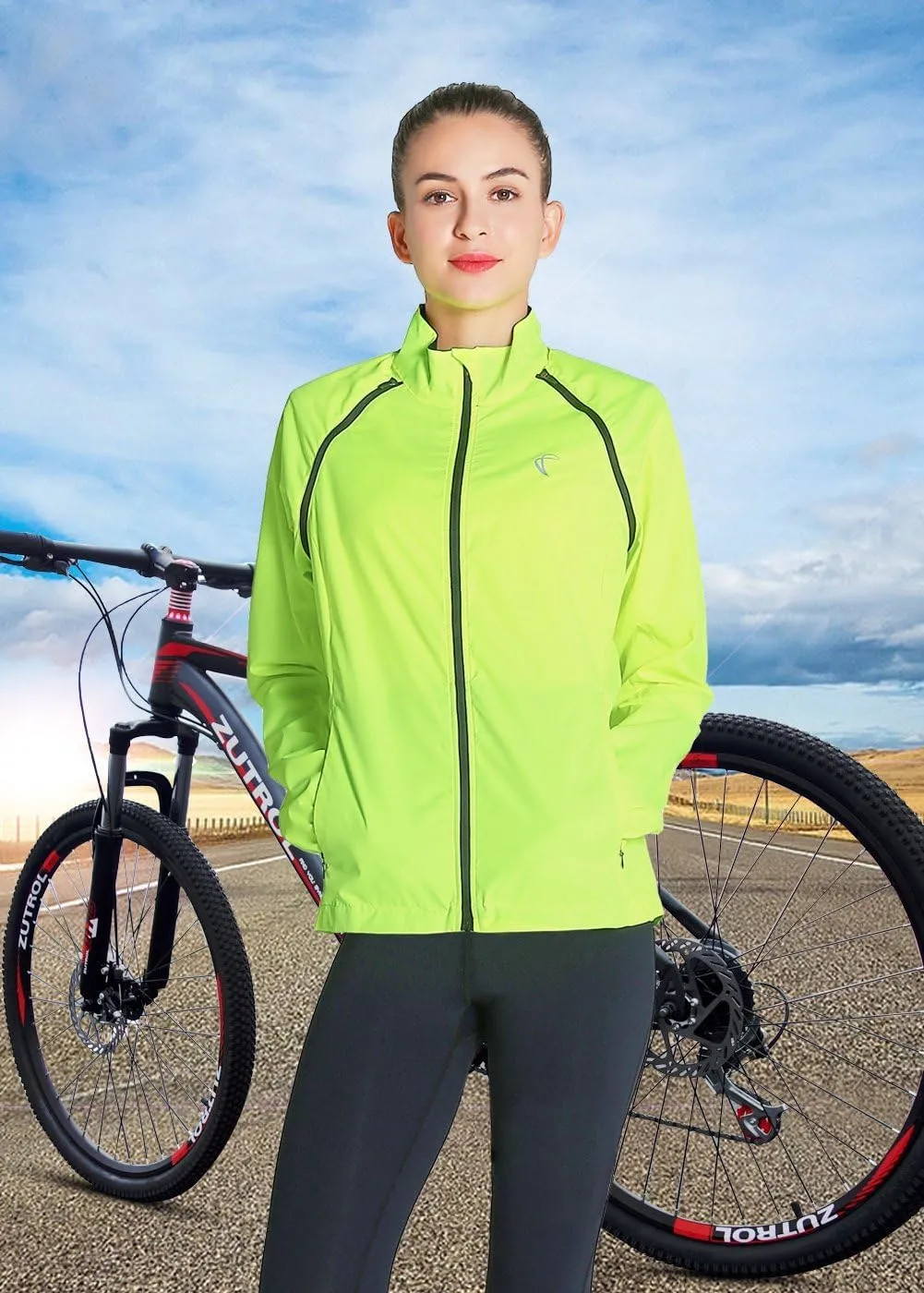 J.CARP Women's Packable Windbreaker Jacket, Super Lightweight and Visible, Outdoor Active Cycling Running Skin Coat