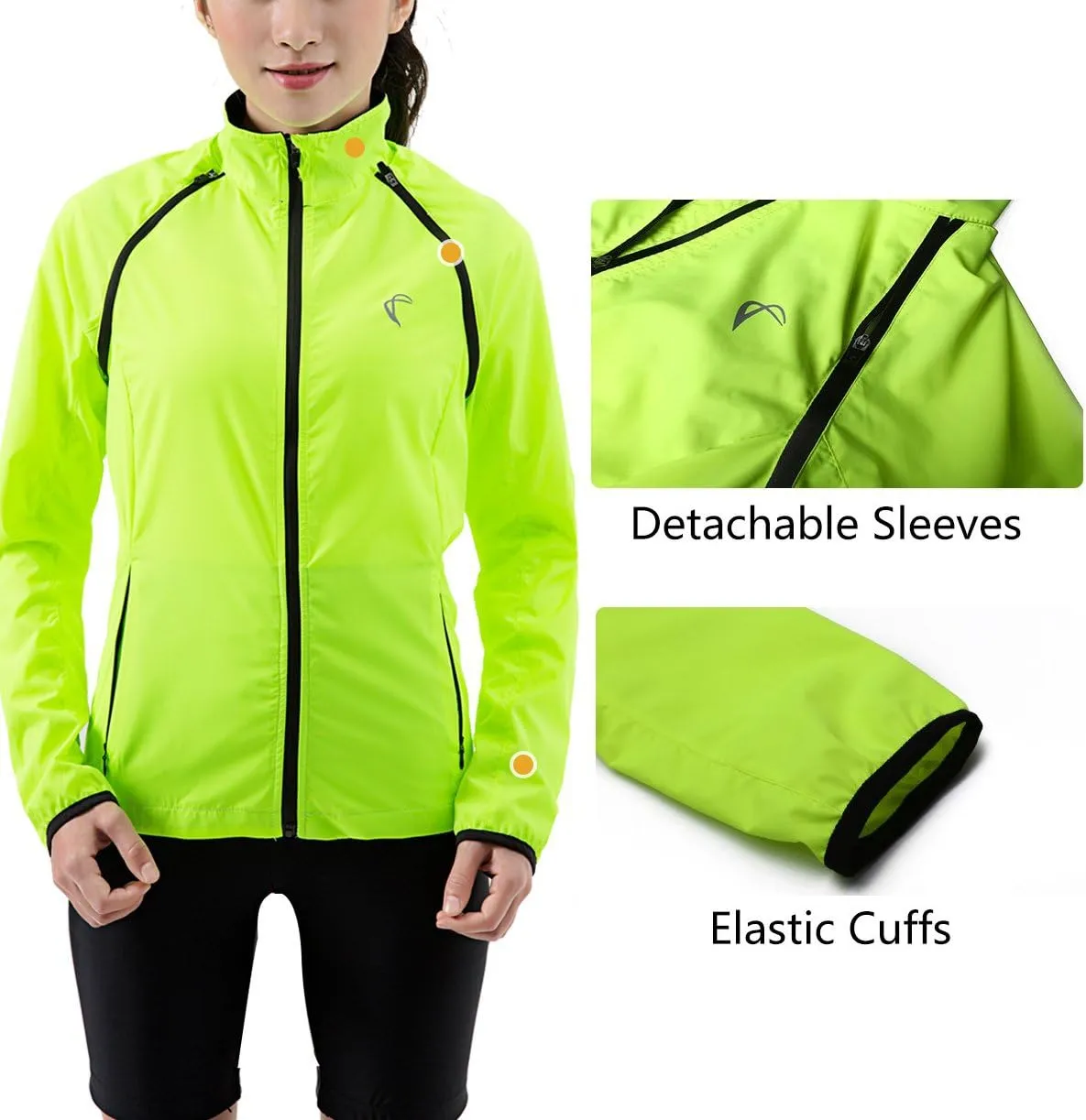 J.CARP Women's Packable Windbreaker Jacket, Super Lightweight and Visible, Outdoor Active Cycling Running Skin Coat