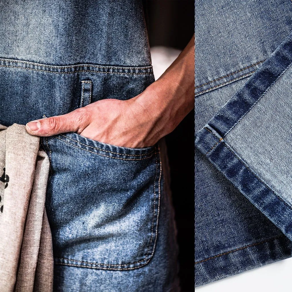 Jeanerlor Cowboy Heavy Duty Denim Work Apron with Tool Pockets for Hair Stylist Gardening Craftsmen Barista Hairdresser Adjustable up to L for Women