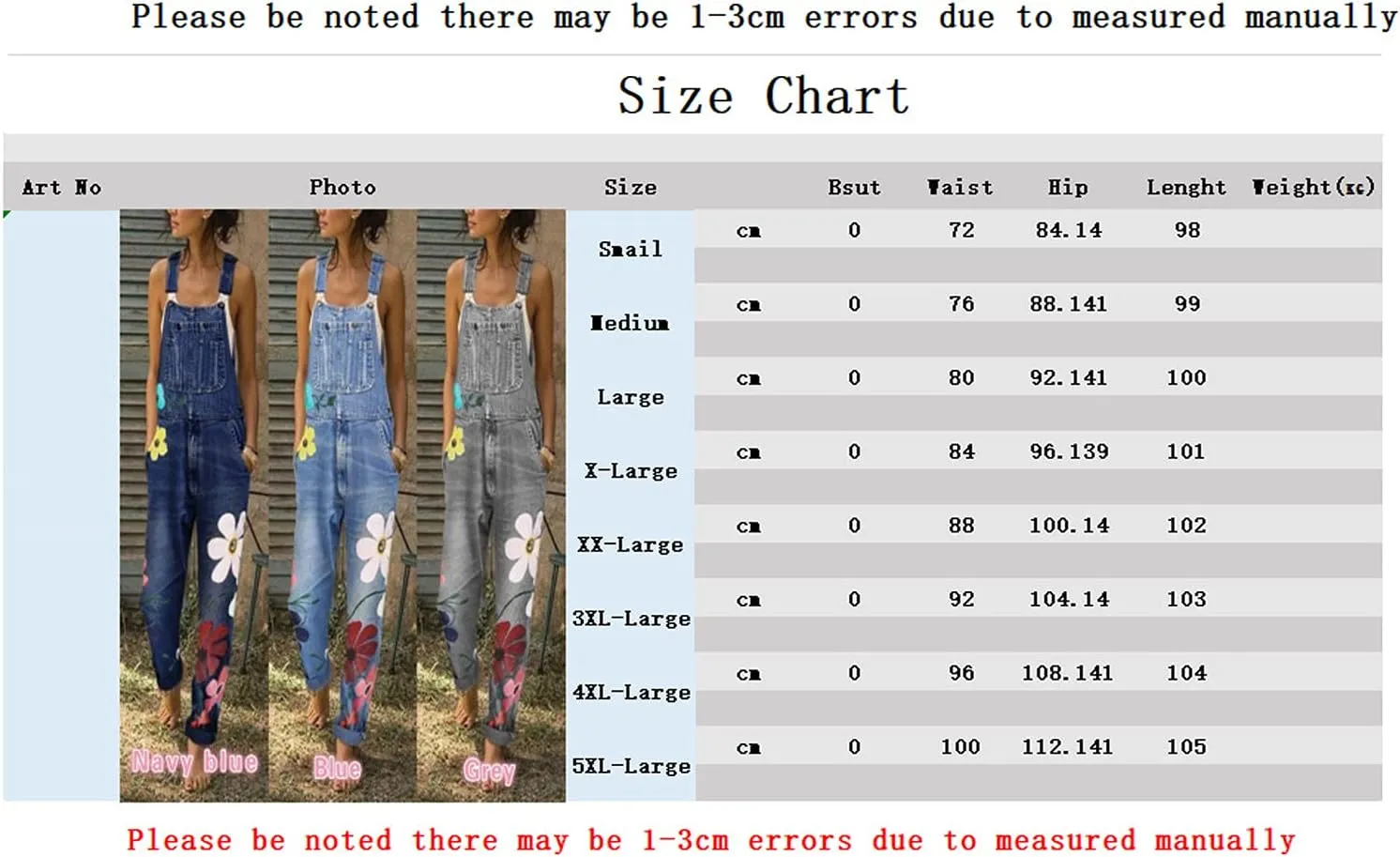 JEKE-DG Women's Adjustable Strap Denim Overalls Casual Floral Printed Baggy Loose Bib Jeans Pants Suspender Denim with Pocket