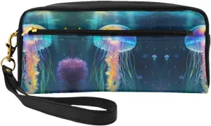 Jellyfish Ocean Print Portable Makeup Bag,Travel-Friendly Design,Versatile Mini Makeup Pouchtion