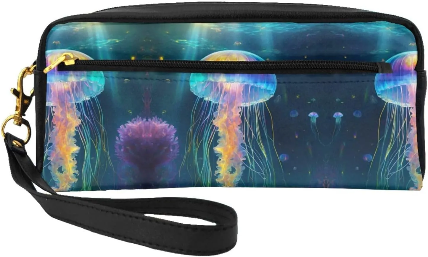 Jellyfish Ocean Print Portable Makeup Bag,Travel-Friendly Design,Versatile Mini Makeup Pouchtion