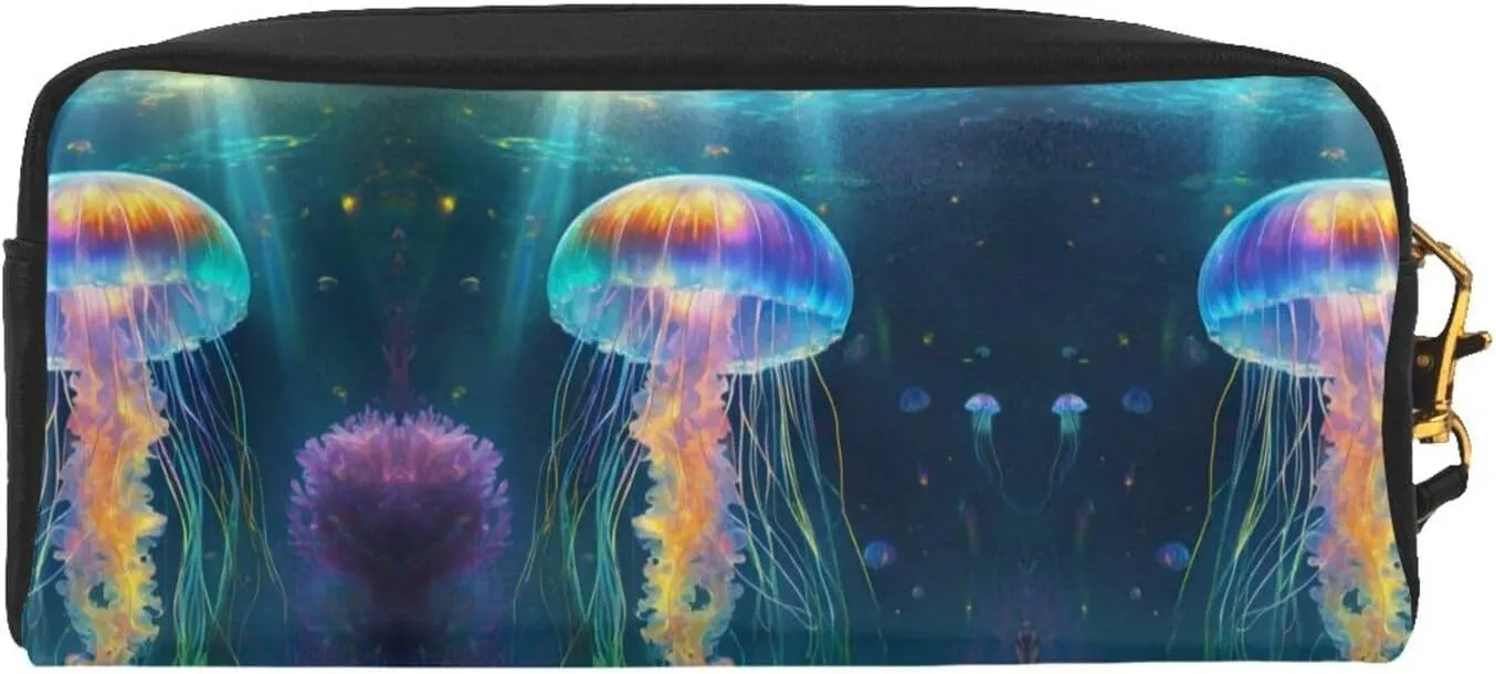 Jellyfish Ocean Print Portable Makeup Bag,Travel-Friendly Design,Versatile Mini Makeup Pouchtion