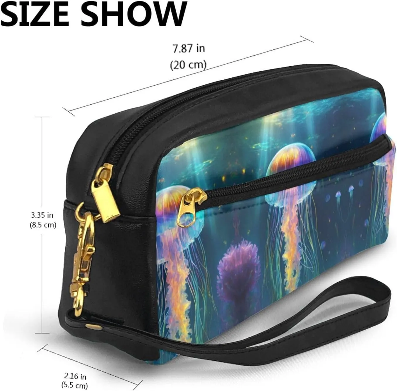 Jellyfish Ocean Print Portable Makeup Bag,Travel-Friendly Design,Versatile Mini Makeup Pouchtion