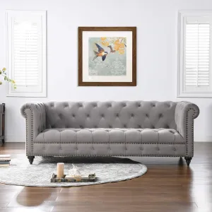 Jennifer Taylor Home Alto 88" Tufted Chesterfield Sofa, Opal Grey Velvet