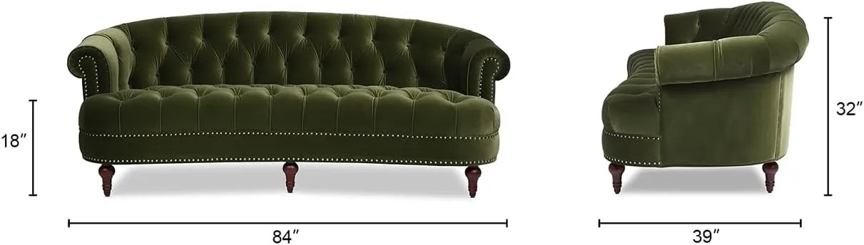 Jennifer Taylor Home La Rosa Victorian Chesterfield Tufted Sofa, Olive Green Performance Velvet
