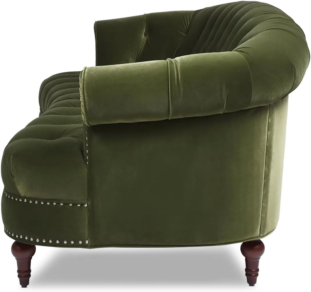 Jennifer Taylor Home La Rosa Victorian Chesterfield Tufted Sofa, Olive Green Performance Velvet