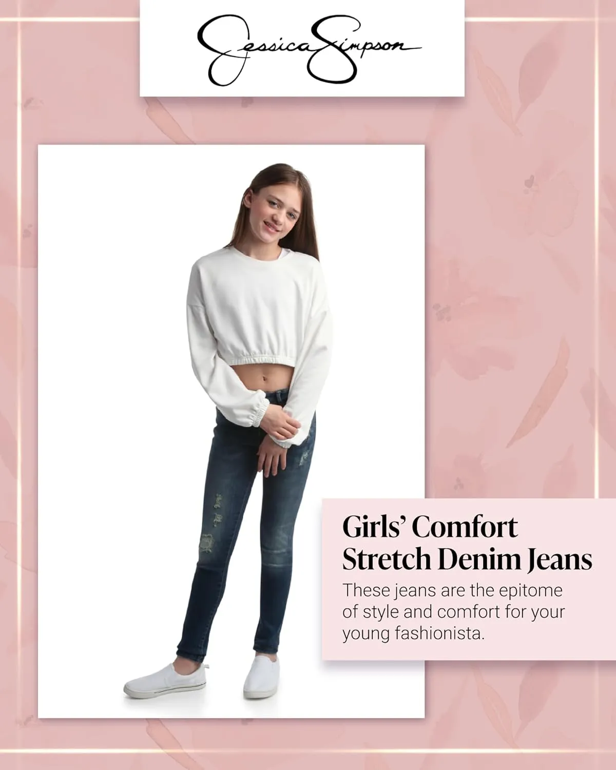 Jessica Simpson Girls Jeans - Comfort Stretch Skinny, Flare, Straight Cut Denim Jeans - Casual Pocket Jeans for Girls (4-16)