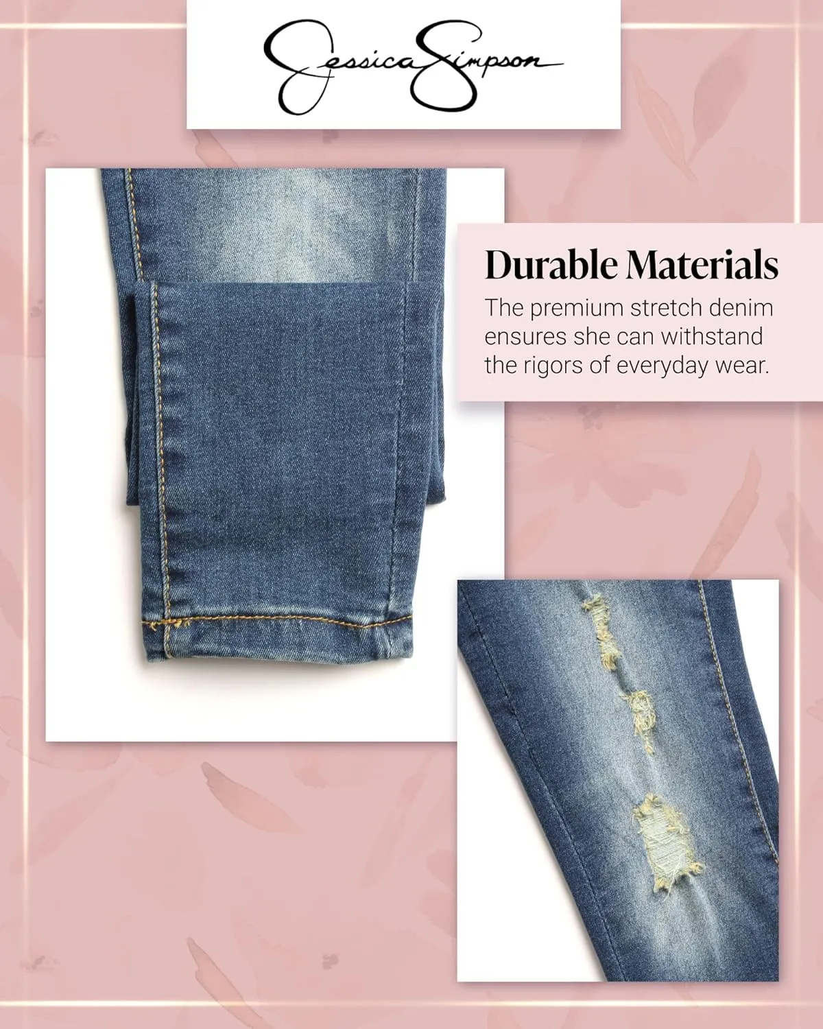 Jessica Simpson Girls Jeans - Comfort Stretch Skinny, Flare, Straight Cut Denim Jeans - Casual Pocket Jeans for Girls (4-16)