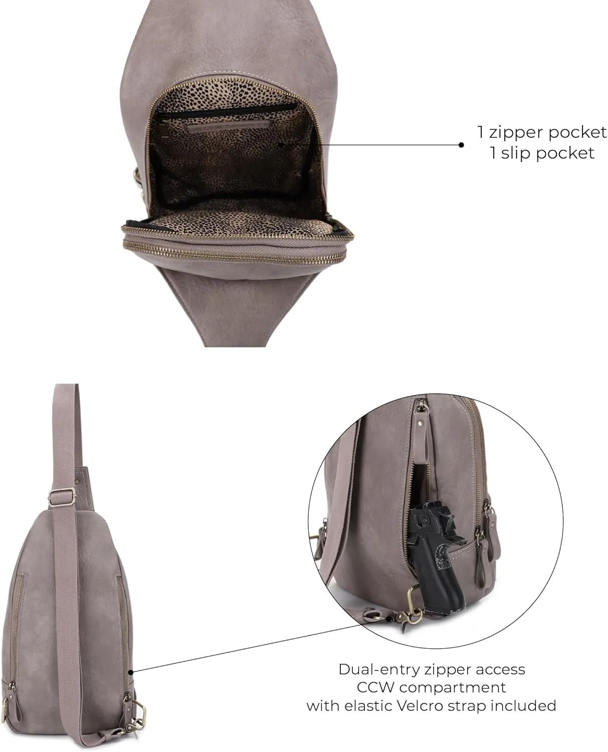 JESSIE & JAMES Brooke Unisex Concealed Carry Sling Bag Crossbody Backpack Purse