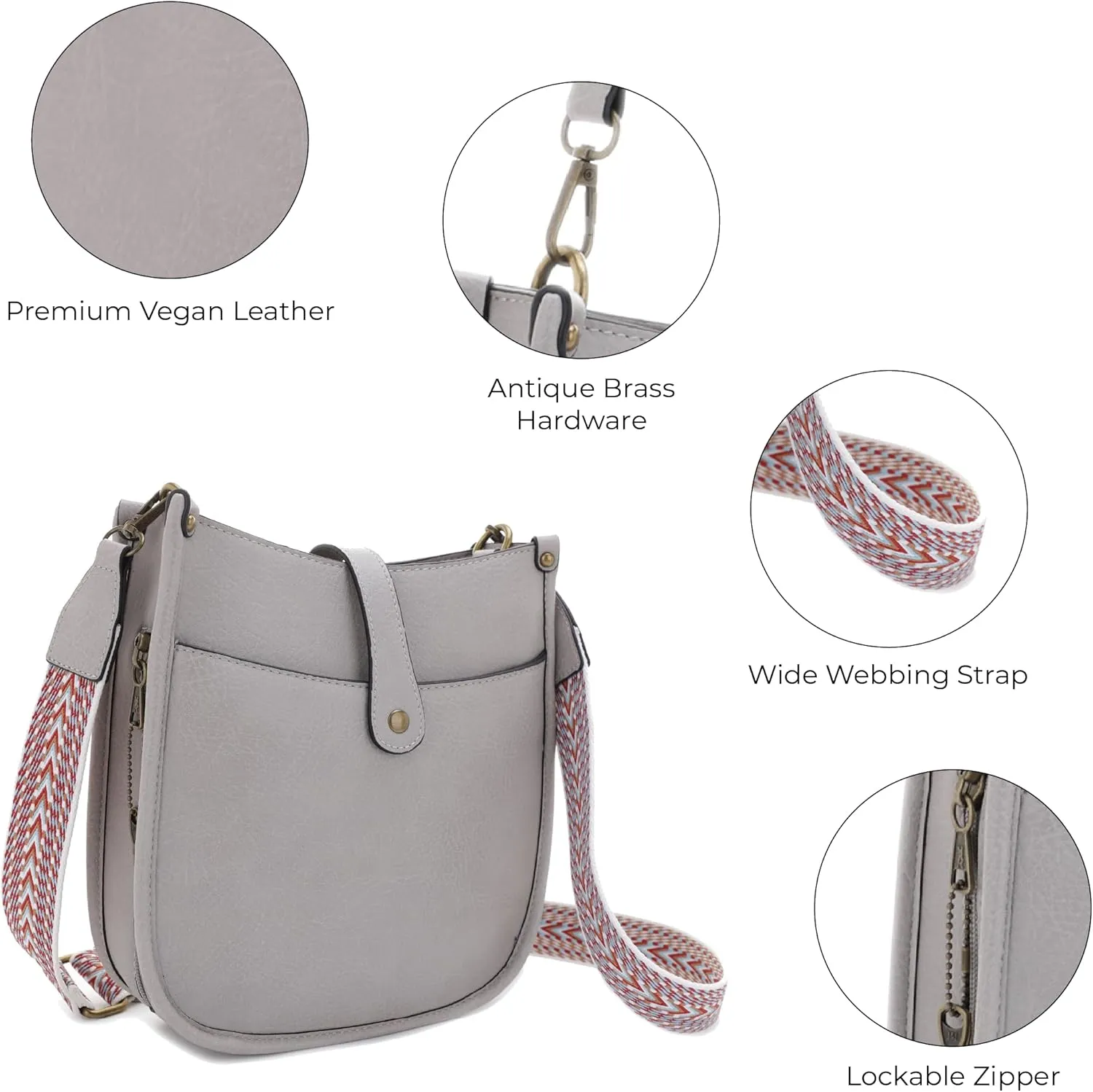 JESSIE & JAMES | Chelsea Concealed Carry Crossbody bag, Lock and Key HoboPurse with Wide Webbing Shoulder Strap