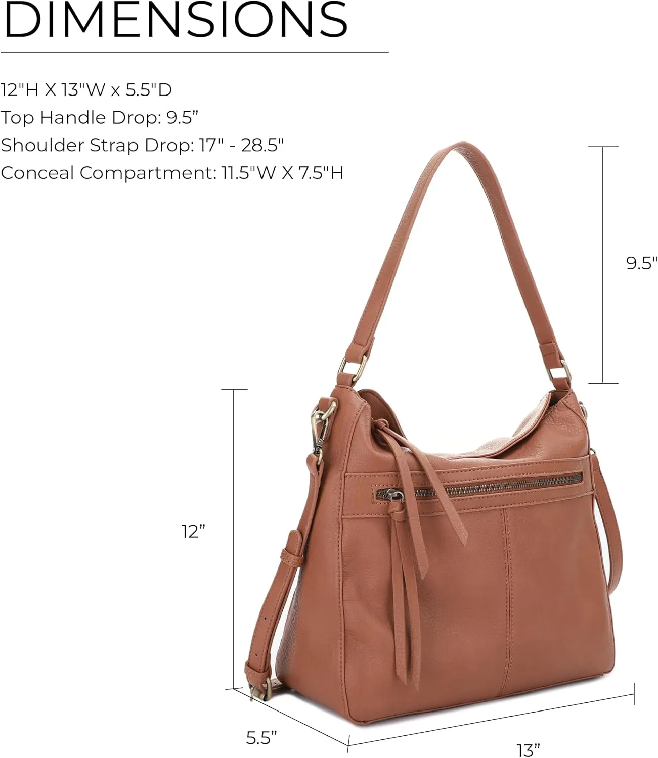 JESSIE & JAMES | Dakota Top Handle Concealed Carry Hobo Purse with Adustable Shoulder Strap