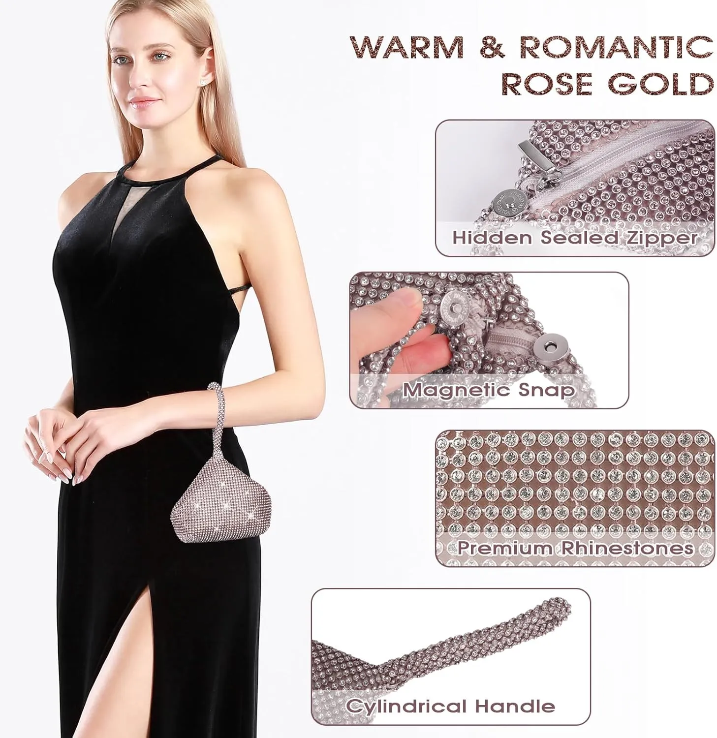 JIAN YA NA Fashion Women Bridesmaid Lady Girl Bride Evening Clutch Bag for Prom Cocktail Party Wedding Engagement