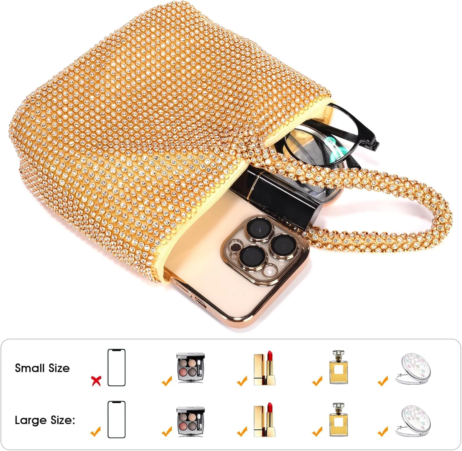JIAN YA NA Fashion Women Bridesmaid Lady Girl Bride Evening Clutch Bag for Prom Cocktail Party Wedding Engagement