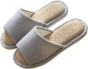 JIFVIK House Slippers for Women and Men - Indoor and Outdoor Cotton Flax, Casual Soft Non-slip Open Toed Mute