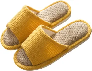 JIFVIK House Slippers for Women and Men - Indoor and Outdoor Cotton Flax, Casual Soft Non-slip Open Toed Mute