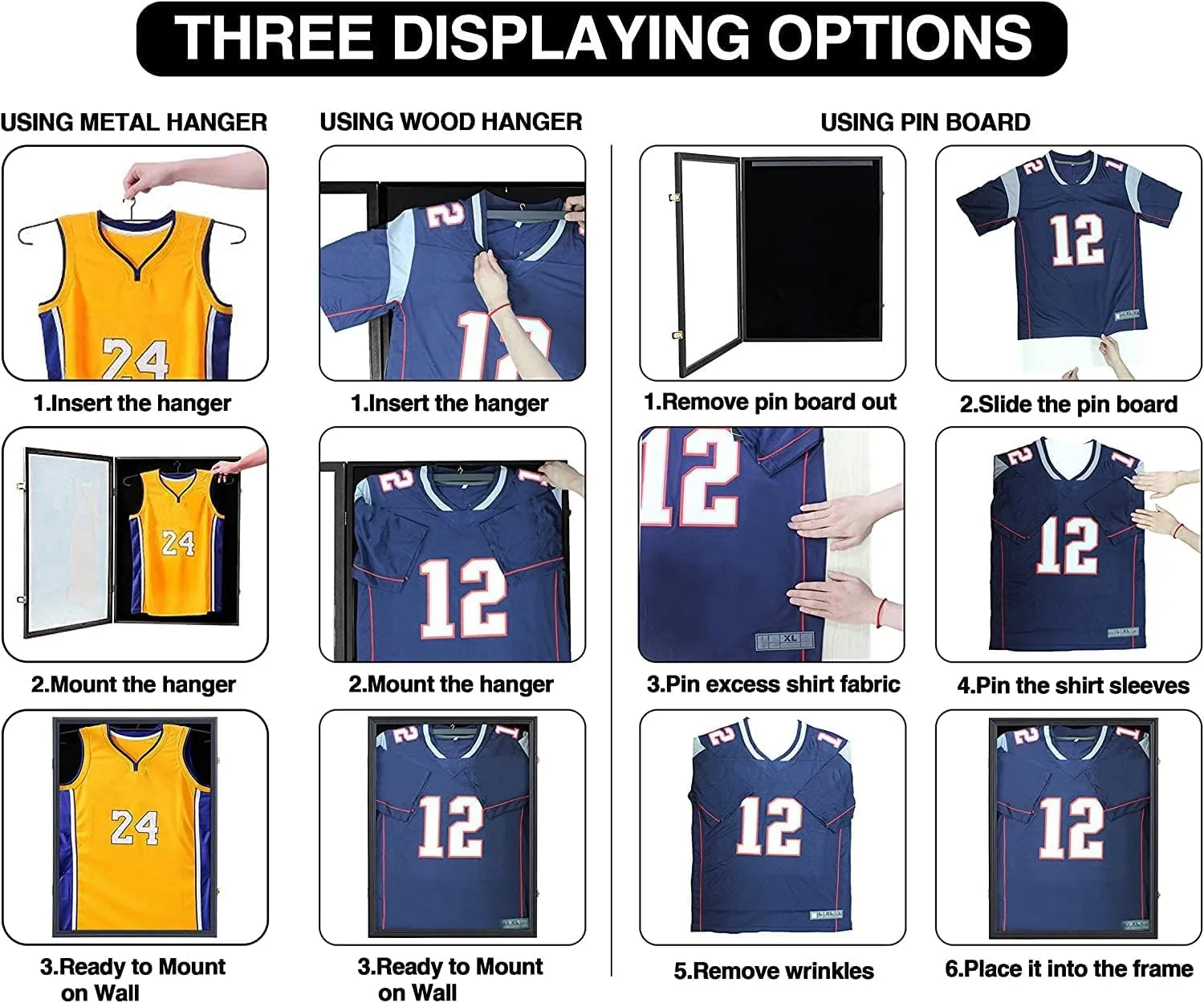 Jinchuan Jersey Frame Display Case Shadow Box Lockable with UV Protection for Baseball Basketball Football Soccer Hockey Sport Shirt