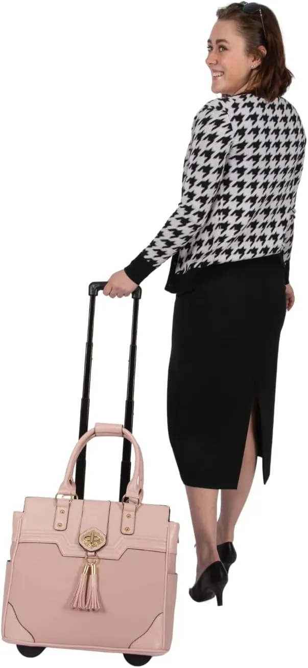 JKM and Company Alligator Compatible With Computer iPad, Laptop Tablet Rolling Tote Bag Briefcase Carryall Bag