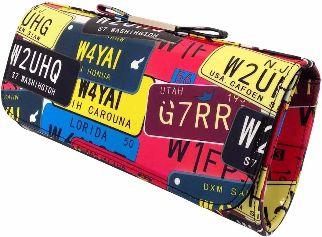 JNB License Plate Faux Patent Leather Clutch with Bow