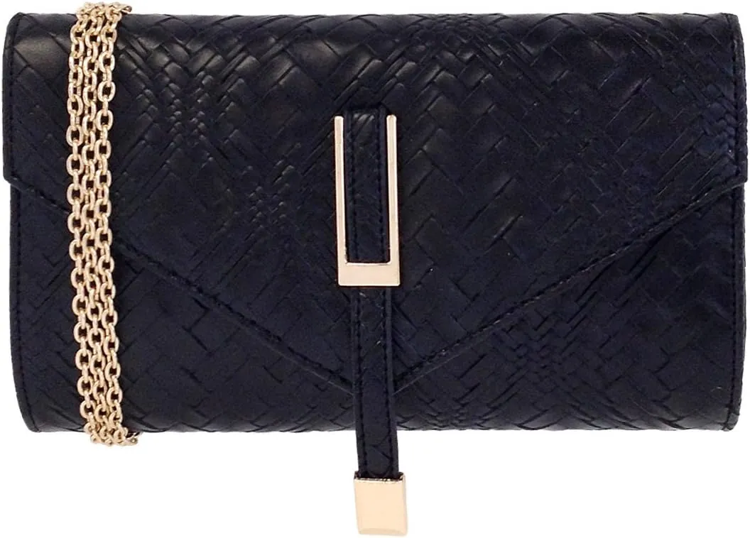 JNB Weaved Pattern Faux Leather Clutch