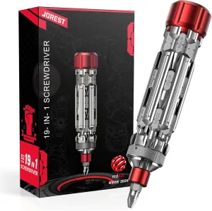 JOREST 19 in 1 Multi Screwdriver EDC Multibit Screwdriver Set Tool All in One, Tool Gifts for Men Dad Him, Father's Day Gifts, Magnetic Screw Driver with Torx Phillips Hex, Pocket Repair Kit for Bike