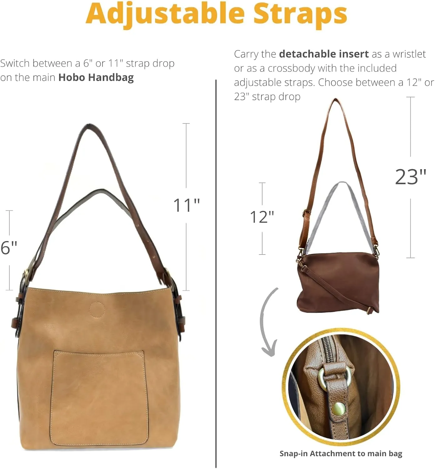 Joy Susan Womens Faux Leather: Hobo 2-in-1 Handbag